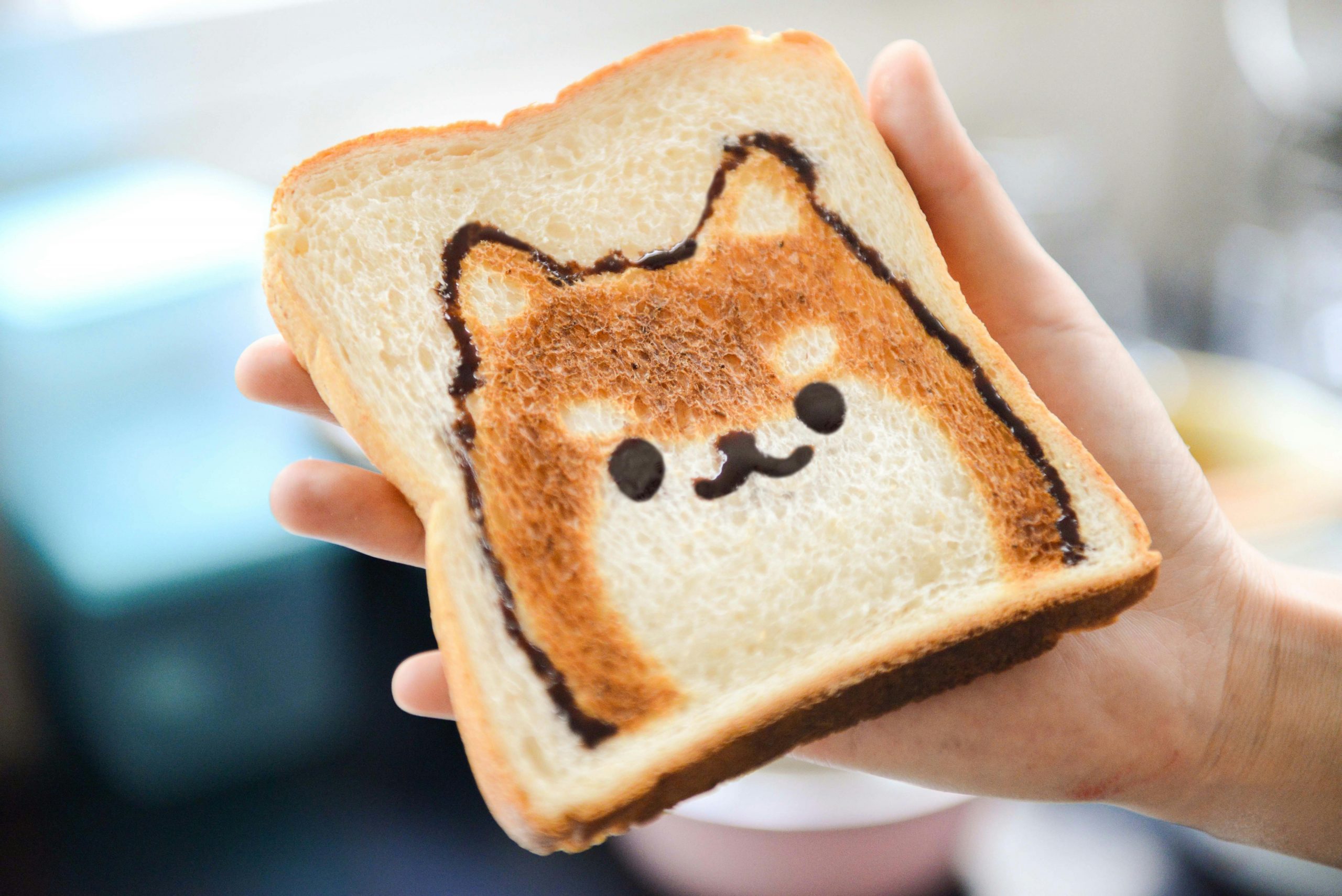 toast with a dog's face